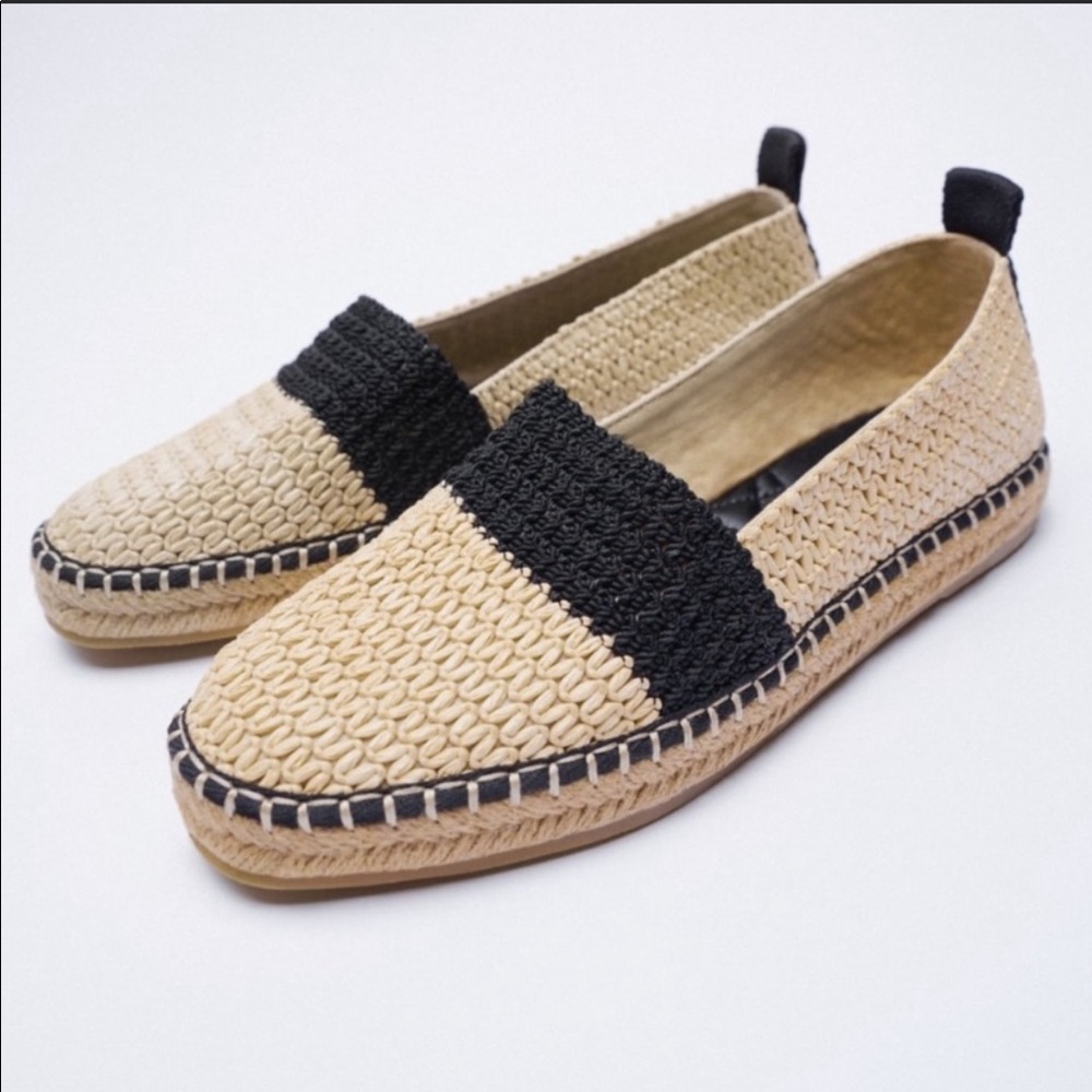 NWT Zara Combination Flat Espadrilles size 41/10